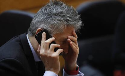 El ministro Grande-Marlaska, durante el pleno de este martes en el Senado.