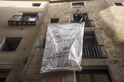 Barcelona residents protesting vacation rentals, which they say are driving up rents in the city center.