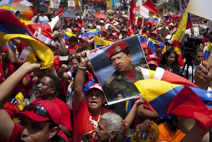 Manifestación a favor del presidente venezolano, Hugo Chávez, en 2011.