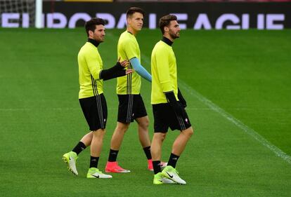 Jugadores del Celta durante un entrenamiento.