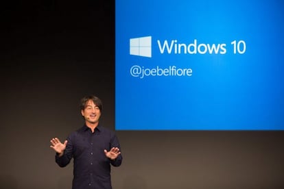 El vicepresidente corporativo de Microsoft, del Grupo de Sistemas Operativos, Joe Belfiore, en la presentación del Windows 10.