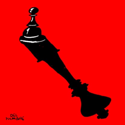 Ilustración de Del Hambre para la columna 'Sudáfrica se marca un 'blues' frente a Trump, de Máriam Martínez-Bascuñán, 25 de mayo de 2025.
