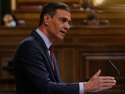 Spanish Prime Minister Pedro Sánchez speaking in parliament on Wednesday.