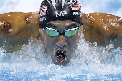 Phelps, durante la final de los 200m mariposa.