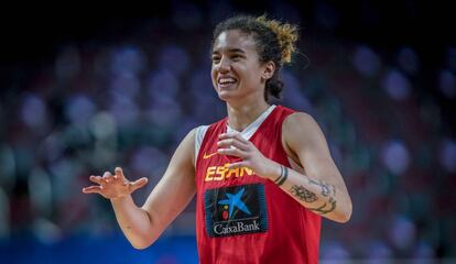 Laura Nicholls, en un entrenamiento con la selección