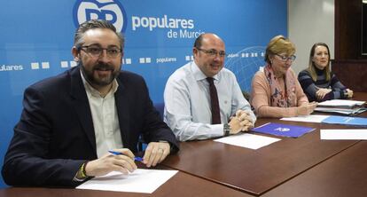 Pedro Antonio Sánchez,durante una reunión del comité ejecutivo del PP.