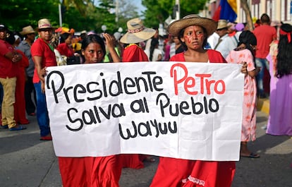 Indígenas wayuu se manifiestan en Ríohacha, el pasado 26 de junio.