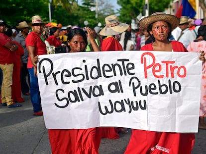 Indígenas wayuu se manifiestan en Ríohacha, el pasado 26 de junio.