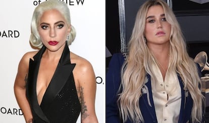 Lady Gaga (izquierda), en 2019, y Kesha (derecha), en 2018.