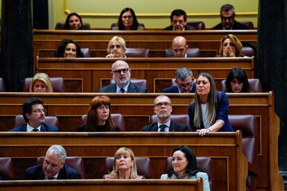 Miriam Nogueras, diputada y portavoz de Junts, vota en el pleno del Congreso de los Diputados este pasado martes.