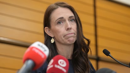 La primera ministra de Nueva Zelanda, Jacinda Ardern, durante la rueda de prensa de este jueves en Napier.