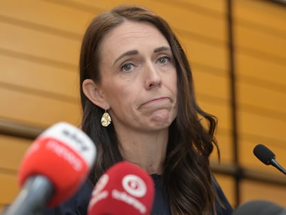 La primera ministra de Nueva Zelanda, Jacinda Ardern, durante la rueda de prensa de este jueves en Napier.