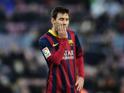 Messi, durante el partido con el Valencia.