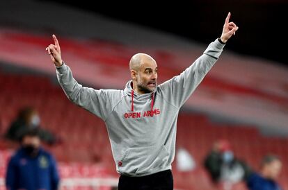 Pep Guardiola, en un partido de la Premier entre el City y el Arsenal.