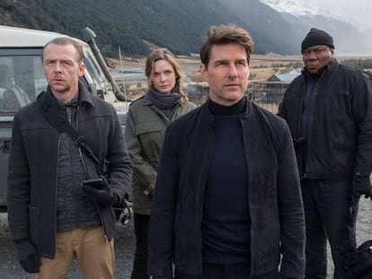 Rebecca Ferguson, Simon Pegg, Tom Cruise, Ving Rhames en un fotograma de 'Misión imposible - Fallout'.