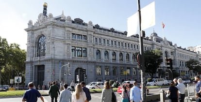 Imagen de la fachada del edificio del Banco de España, Madrid.
