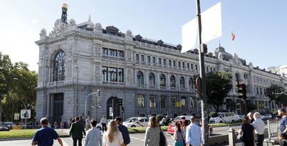 Imagen de la fachada del edificio del Banco de España, Madrid.