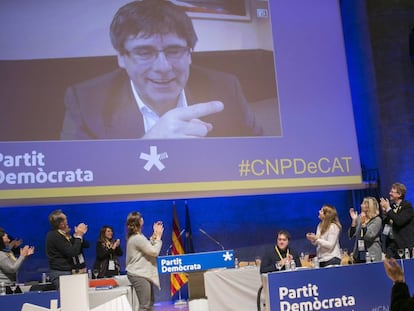 Carles Puigdemont, este sábado, en el mensaje que envió a su partido desde Bruselas.