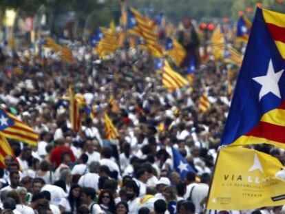 Manifestaci&oacute;n por la Diada de Catalu&ntilde;a en Barcelona