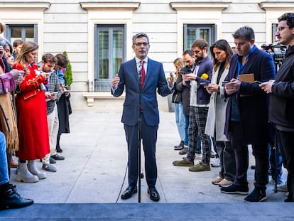 Félix Bolaños, ministro de la Presidencia y de Justicia, el jueves en el Congreso.