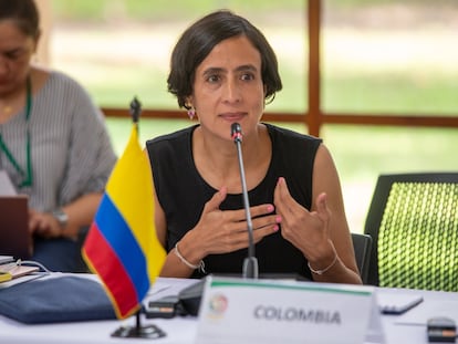 Susana Muhamad en la discusión con los 8 países que conforman el Bioma Amazónico, en Leticia, Amazonas, el 6 de julio de 2023.