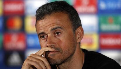 Luis Enrique, en la sala de prensa del Celtic Park.