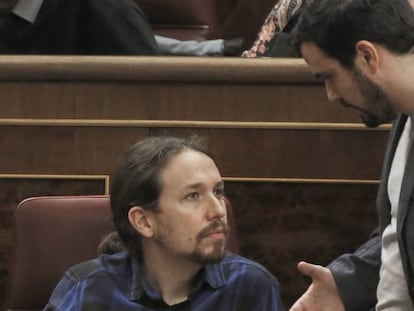 Iglesias y Garz&oacute;n, este jueves en el Congreso.