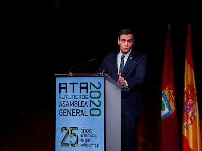 El presidente del Gobierno, Pedro Sánchez, durante la clausura del congreso de la Asociación de Trabajadores Autónomos.