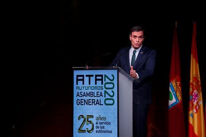 El presidente del Gobierno, Pedro Sánchez, durante la clausura del congreso de la Asociación de Trabajadores Autónomos.