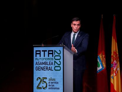 El presidente del Gobierno, Pedro Sánchez, durante la clausura del congreso de la Asociación de Trabajadores Autónomos.