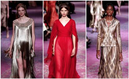 Varias modelos durante el desfile de Dior, en la Semana de la Alta Costura de París, este martes.