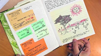 Cuaderno de recuerdos de Juan Ignacio Soto, estudiante Erasmus que viaj&oacute; a Grecia en 1988, con la primera promoci&oacute;n. 