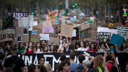 Manifestación contra el cambio climático en el paseo de gracia en septiembre.