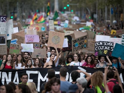 Manifestación contra el cambio climático en el paseo de gracia en septiembre.