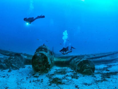 El Junker 88 que va caure a Menorca el 1943.