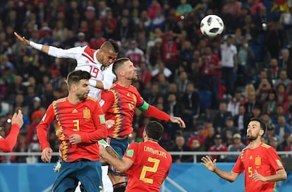 En-Nesyri marca ante España en el pasado Mundial 2018.