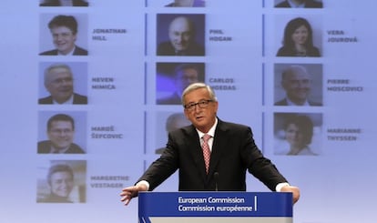 Juncker, durante la presentaci&oacute;n de la lista de comisarios, el mi&eacute;rcoles en Bruselas