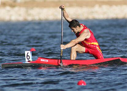 David Cal, en la prueba de ayer de los 500 metros de C-1, en la que logró su segunda medalla, esta vez de plata.