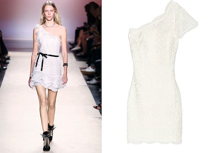 A Isabel Marant le gustan los contrastes. Un ejemplo: unir la delicadeza de un vestido de encaje con la estética rockera (a través de complementos en cuero negro con tachuelas). Vestidos de Isabel Marant (pasarela) y Emilio Pucci (924 €).