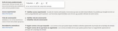 Activar Acceso experimental en Gmail