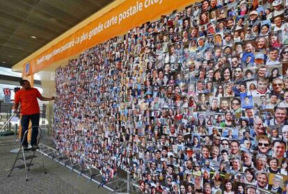 Un collage de fotos de ciudadanos europeos en la Comisión, en Bruselas.