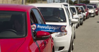 Acto de protesta contra el pago de peajes en las autopistas catalanas.