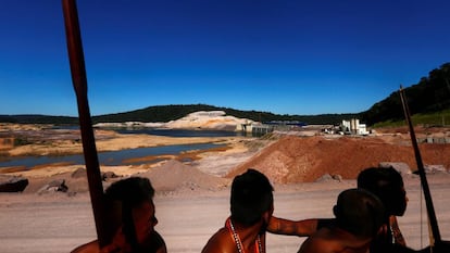 Ind&iacute;genas munduruku na hidrel&eacute;trica S&atilde;o Manoel, no Mato Grosso.