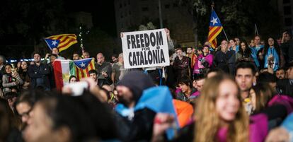 Concentración del día 1 de octubre de 2017 en la plaza de Cataluña.