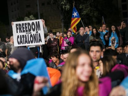 Concentració del dia 1 d'octubre del 2017 a la plaça de Catalunya.