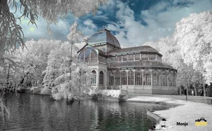 Imagen del Palacio de Cristal del Retiro tomada con la técnica de la termografía.  