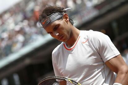 Rafael Nadal during his first round match against Germany&#039;s Daniel Brands on Monday. 