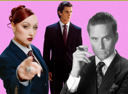 La cantante Chappell Roan y los actores Christian Bale (en 'American Psycho') y Michael Douglas (en 'Wall Street').