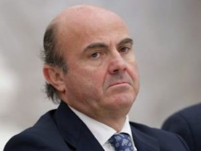 El ministro espa&ntilde;ol de Econom&iacute;a, Luis de Guindos, durante la reuni&oacute;n ministerial de los ministros de Finanzas y jefes de los bancos centrales del G20 en Mosc&uacute;.