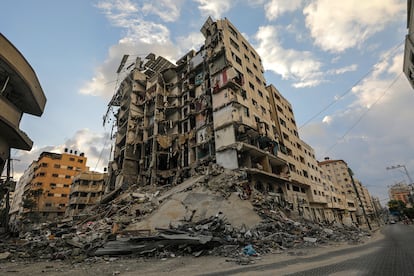 A building destroyed by Israeli bombings on Gaza.